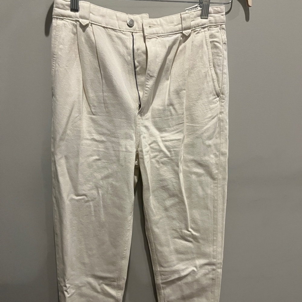 & other stories pleated high rise jeans in white